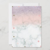 Quiñce Faux Glitter Stippen Gold Pink Marmer Kaart (Achterkant)