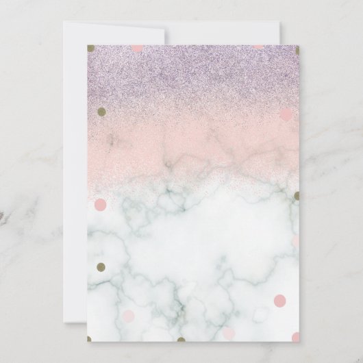 Quiñce Faux Glitter Stippen Gold Pink Marmer Kaart (Achterkant)