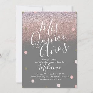 Quiñce Faux Glitter Stippen Goud Roze Verjaardag Kaart