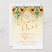 Quiñce Faux Glitter Sunflower Birthday Uitnodiging (Voorkant)