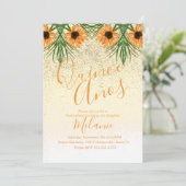 Quiñce Faux Glitter Sunflower Birthday Uitnodiging (Staand voorkant)