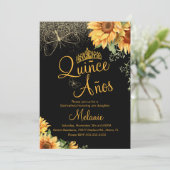 Quiñce Faux Glitter Sunflower Waterverf Birthday Kaart (Staand voorkant)