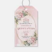 Quince-feest Boho-cadeaubijslage Roze Groen Cadeaulabel (Voorkant)