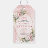 Quince-feest Boho-cadeaubijslage Roze Groen Cadeaulabel (Achterkant)