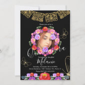 Quince Glitter Faux Floral Butterflies Mexicaans Kaart (Voorkant)