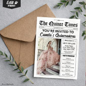 Quince Invite, Newspaper with Program, Quinceañera Kaart