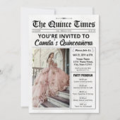 Quince uitnodiging, krant met programma, Quinceañe Kaart (Voorkant)