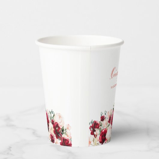 Quinceane Party Red Rose Pink Peony Custom Papieren Bekers (Rechts)