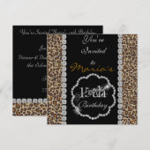 QUINCEANERA15th CHEETAH BLING Birthday Invitations Kaart (Voorkant / Achterkant)