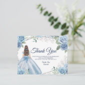 Quinceañera 15 Anos Dusty Blue Hartelijk dank Bedankkaart (Staand voorkant)