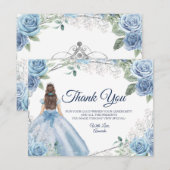Quinceañera 15 Anos Dusty Blue Hartelijk dank Bedankkaart (Voorkant / Achterkant)