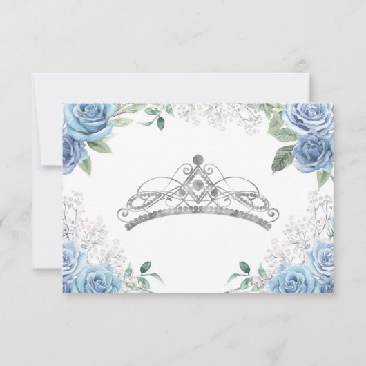 Quinceañera 15 Anos Dusty Blue RSVP-kaart Bedankkaart (Achterkant)