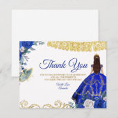 Quinceañera 15 Anos Royal Blue Bedankkaart (Voorkant / Achterkant)