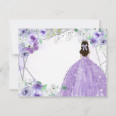 Quinceañera 15 Anos Silver en Paars Bedankkaart (Achterkant)