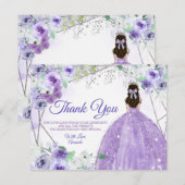Quinceañera 15 Anos Silver en Paars Bedankkaart (Voorkant / Achterkant)