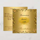 Quinceañera 15 Birthday Invitation Gold Kaart (Voorkant / Achterkant)