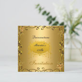 Quinceañera 15 Birthday Invitation Gold Kaart (Staand voorkant)