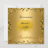 Quinceañera 15 Birthday Invitation Gold Kaart (Voorkant)