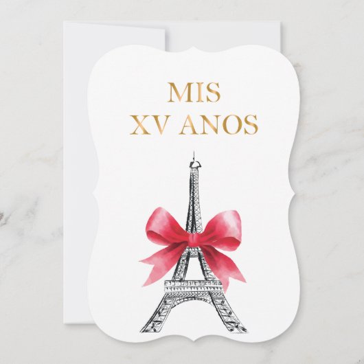 Quinceanera 15 Birthday Invitation Paris Frans Kaart (Achterkant)