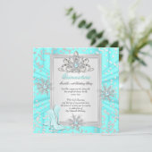 Quinceanera 15 Birthday Light Blauwgroen Blue Heel Kaart (Staand voorkant)