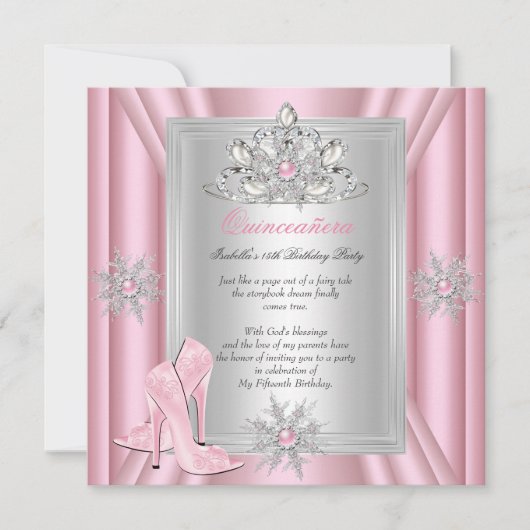 Quinceanera 15 Birthday Light Roze Heels Kaart (Voorkant)