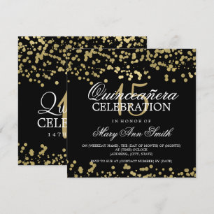 Quinceanera 15 Birthday Party Gold Foil Confetti Kaart