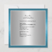 Quinceanera 15 Birthday Party Silver Blue Glitter Kaart (Achterkant)