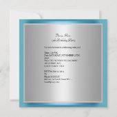 Quinceanera 15 Birthday Party Silver Blue Glitter Kaart (Achterkant)