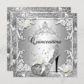 Quinceanera 15 Birthday Party Silver Kaart (Voorkant / Achterkant)