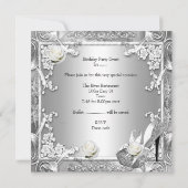 Quinceanera 15 Birthday Party Silver Kaart (Achterkant)