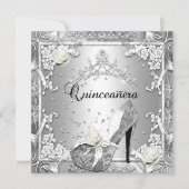 Quinceanera 15 Birthday Party Silver Kaart (Voorkant)