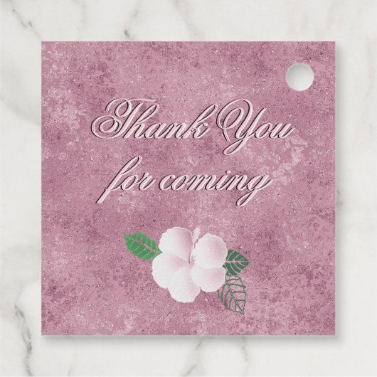 Quinceanera 15 Birthday Pink Faux Metallic Floral Bedankjes Labels (Achterkant)