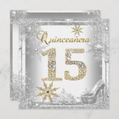 Quinceanera 15 Birthday Silver White Gold Elite Kaart (Voorkant / Achterkant)