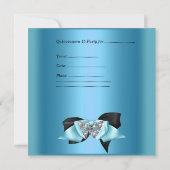 Quinceanera 15 Birthday Zebra Blue Tiara Kaart (Achterkant)