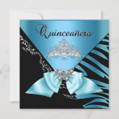 Quinceanera 15 Birthday Zebra Blue Tiara Kaart (Voorkant)