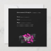 Quinceanera 15 Birthday Zebra Pink Black Silver Kaart (Achterkant)
