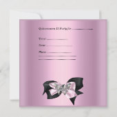 Quinceanera 15 Birthday Zebra Pink Black Silver Kaart (Achterkant)