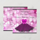 QUINCEANERA 15 Black Pink Dress Bubbles 2 Kaart (Voorkant / Achterkant)