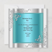 Quinceanera 15 Blauwgroen Blue Silver Tiara Eiffel Kaart (Achterkant)