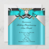 Quinceanera 15 Blauwgroen goudpartij Kaart (Achterkant)