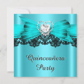 Quinceanera 15 Blauwgroen witte gele partij 2 Kaart (Voorkant)