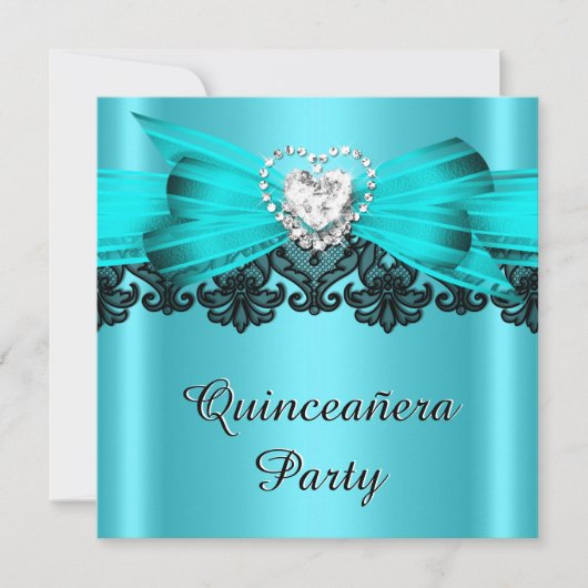 Quinceanera 15 Blauwgroen witte gele partij 2 Kaart (Voorkant)