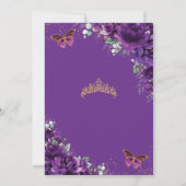 Quinceañera 15 Dark Royal Paarse Bloemvlinder Kaart (Achterkant)