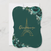 Quinceañera 15 Emerald Green Floral Eiffel Paris Kaart (Achterkant)