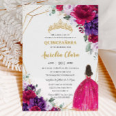 Quinceañera 15 Fuchsia Dress Paarse Lila Bloemen Kaart