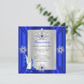 Quinceanera 15 Koninklijke Blauwe Heels Kaart (Staand voorkant)