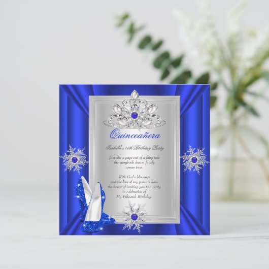 Quinceanera 15 Koninklijke Blauwe Heels Kaart (Staand voorkant)