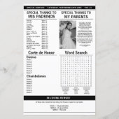 Quinceañera 15 Krantenprogramma Orde van Evenement (Achterkant)