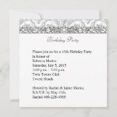 Quinceanera 15 Party Black White Damask Diamond Kaart (Achterkant)
