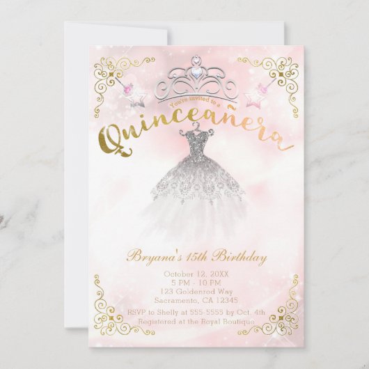 Quinceañera 15 Prinses Schitterende Verjaardagsfee Kaart (Voorkant)
